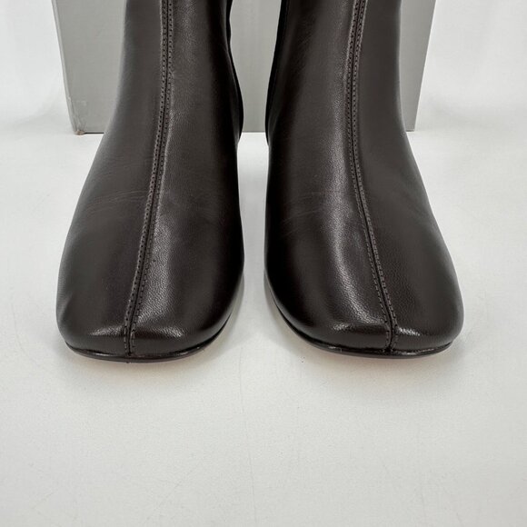Everlane The Day Boot Dark Brown Leather size 7 Side Zip Ankle Bootie Square Toe - Picture 7 of 13